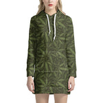 Marijuana Leaf Pattern Print Hoodie Dress