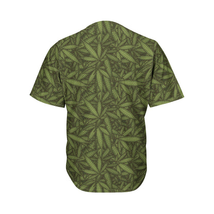 Marijuana Leaf Pattern Print Men's Baseball Jersey