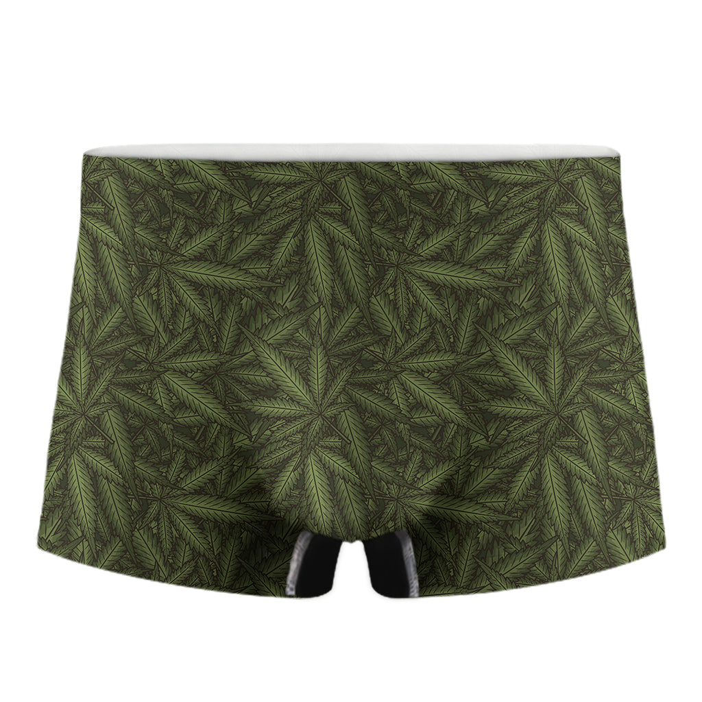 Marijuana Leaf Pattern Print Men's Boxer Briefs