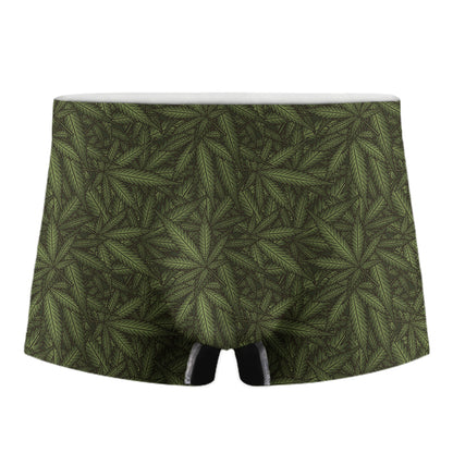 Marijuana Leaf Pattern Print Men's Boxer Briefs
