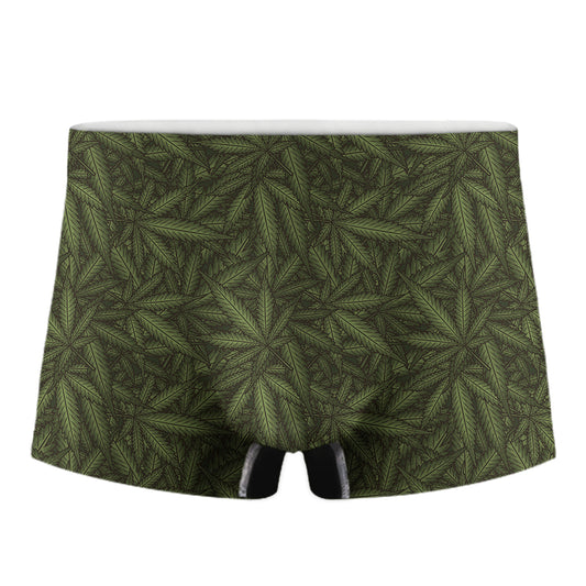Marijuana Leaf Pattern Print Men's Boxer Briefs