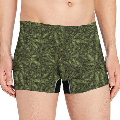 Marijuana Leaf Pattern Print Men's Boxer Briefs