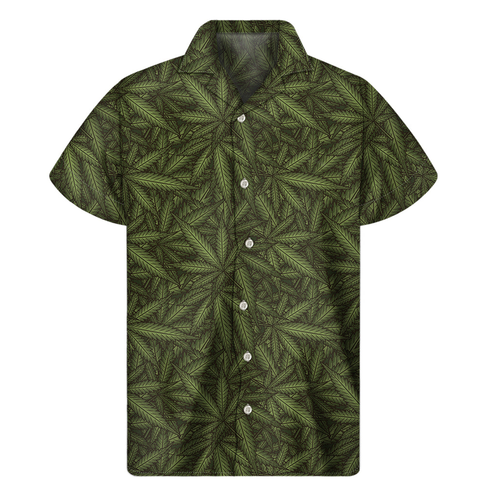 Marijuana Leaf Pattern Print Men's Short Sleeve Shirt