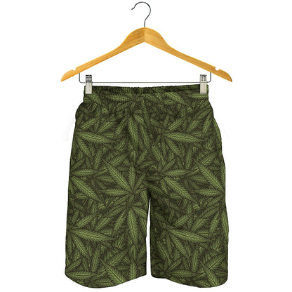 Marijuana Leaf Pattern Print Men's Shorts