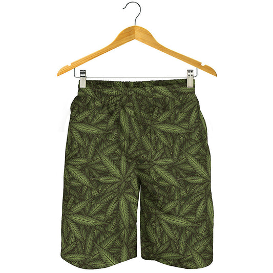 Marijuana Leaf Pattern Print Men's Shorts
