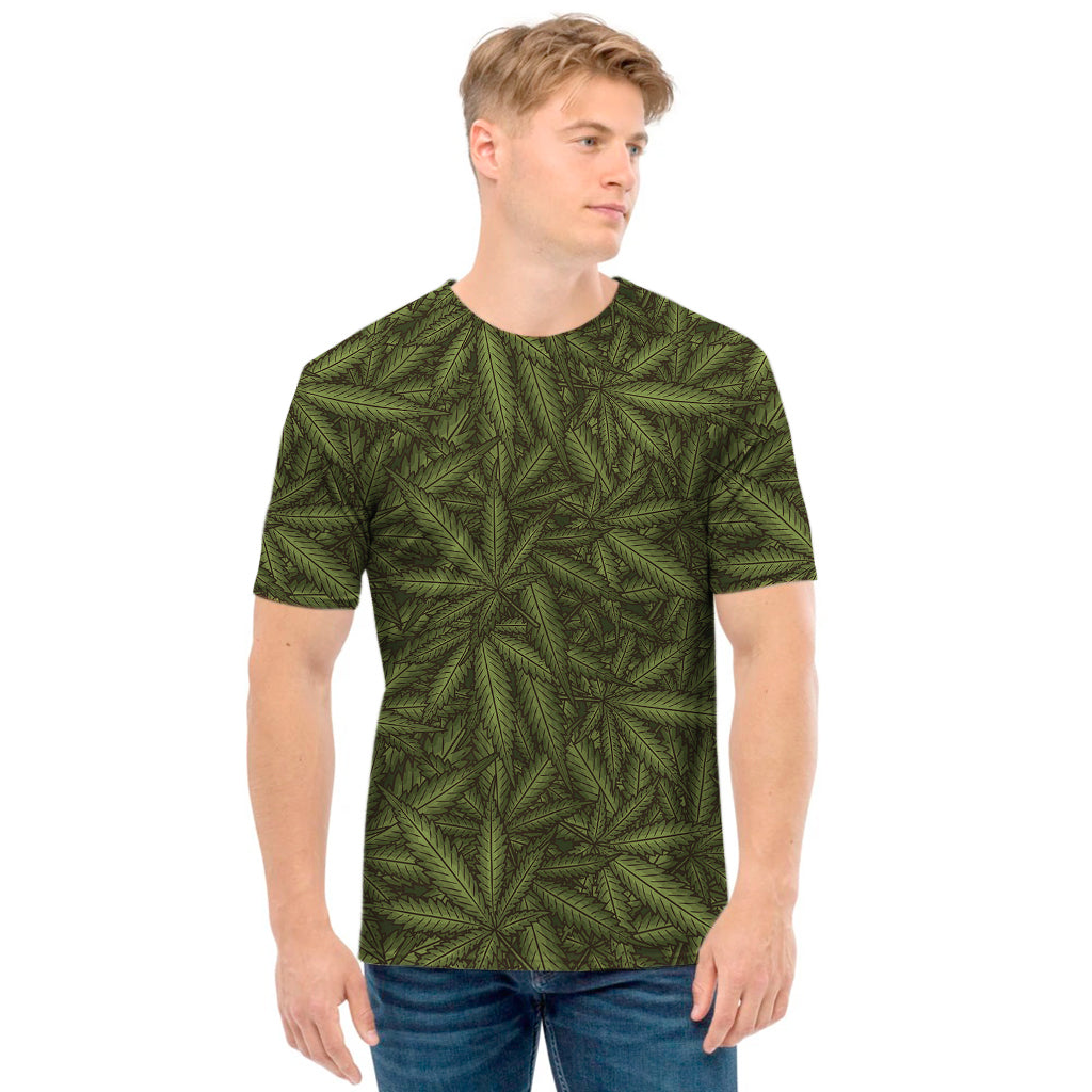 Marijuana Leaf Pattern Print Men's T-Shirt