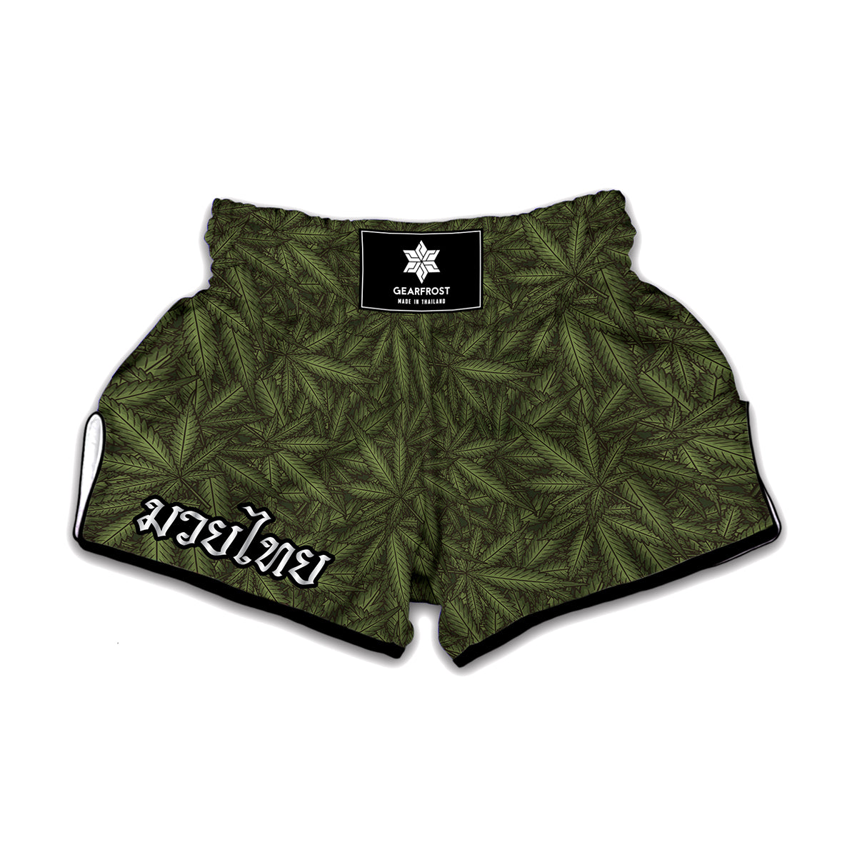 Marijuana Leaf Pattern Print Muay Thai Boxing Shorts