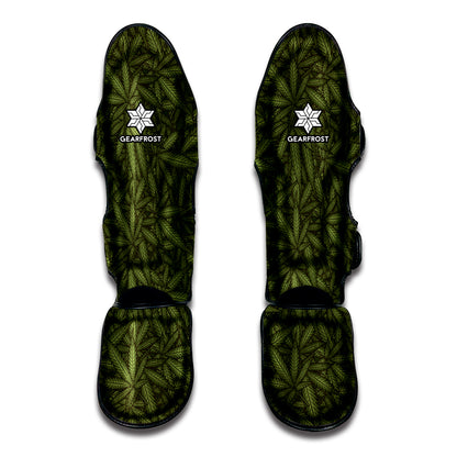 Marijuana Leaf Pattern Print Muay Thai Shin Guard