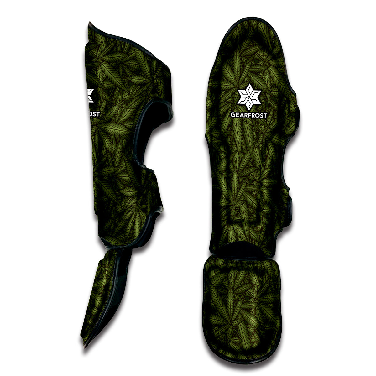 Marijuana Leaf Pattern Print Muay Thai Shin Guard