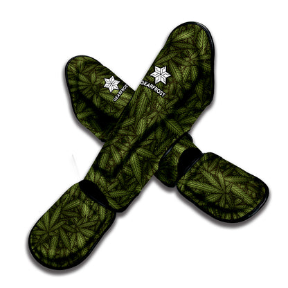 Marijuana Leaf Pattern Print Muay Thai Shin Guard