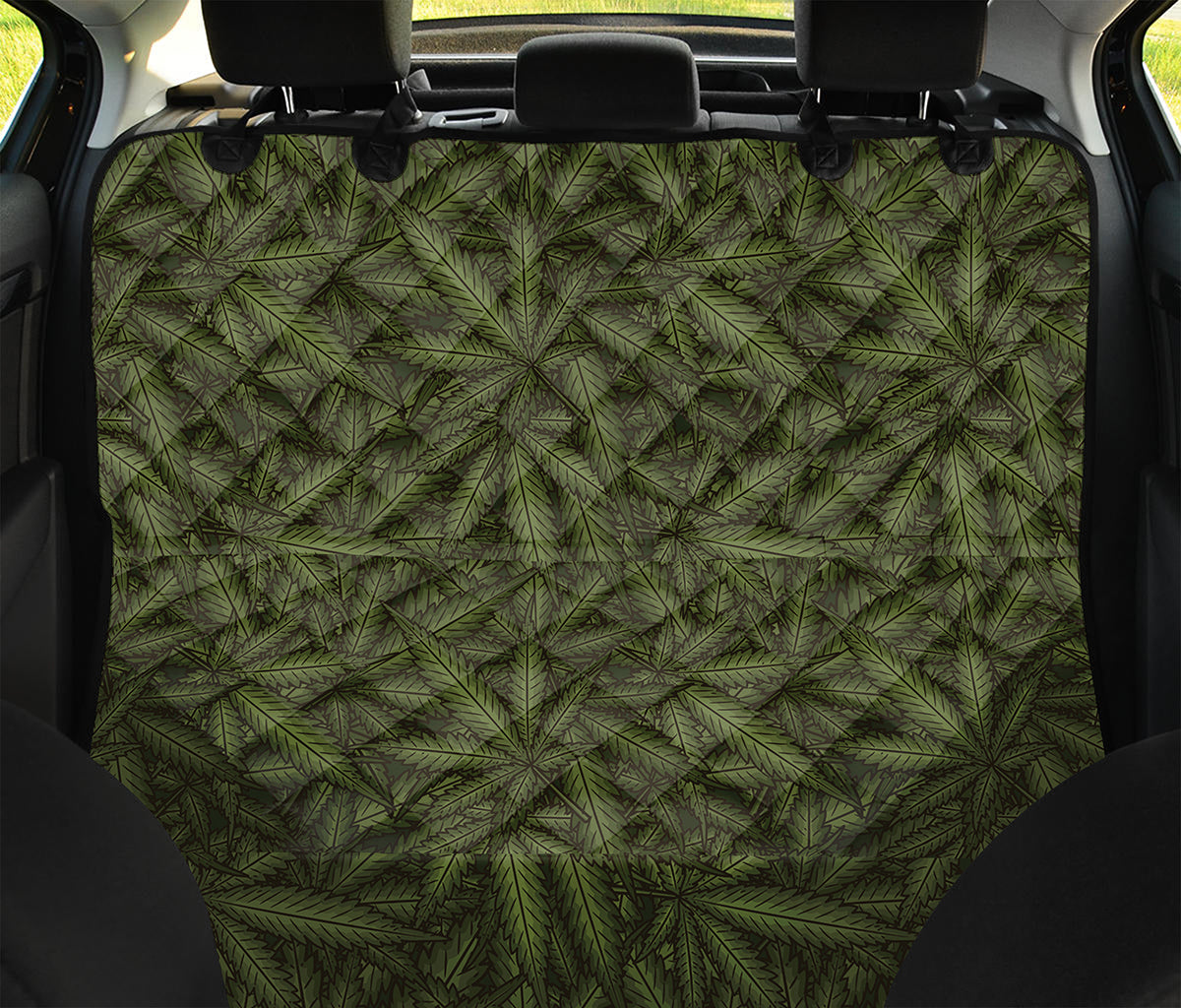 Marijuana Leaf Pattern Print Pet Car Back Seat Cover