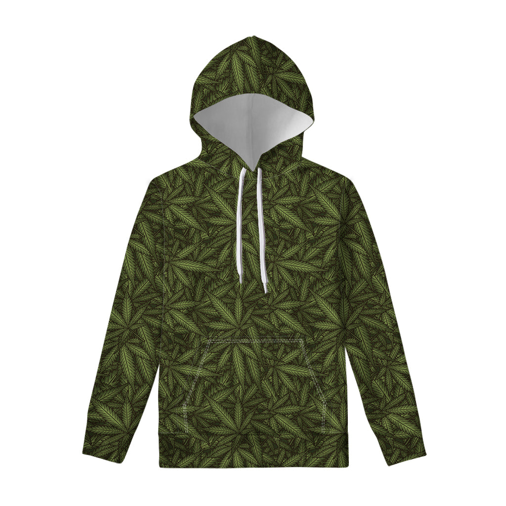 Marijuana Leaf Pattern Print Pullover Hoodie