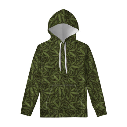 Marijuana Leaf Pattern Print Pullover Hoodie
