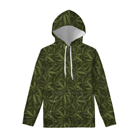 Marijuana Leaf Pattern Print Pullover Hoodie