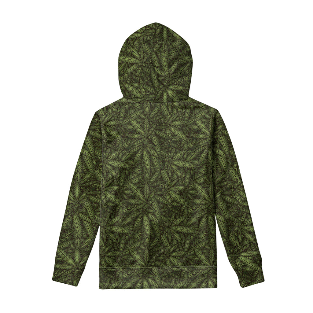 Marijuana Leaf Pattern Print Pullover Hoodie