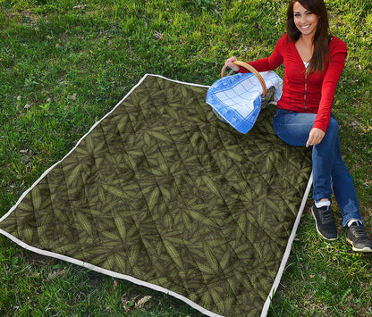 Marijuana Leaf Pattern Print Quilt