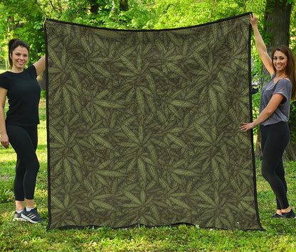 Marijuana Leaf Pattern Print Quilt