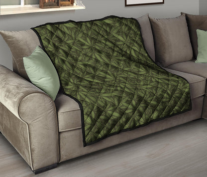 Marijuana Leaf Pattern Print Quilt