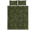 Marijuana Leaf Pattern Print Quilt Bed Set