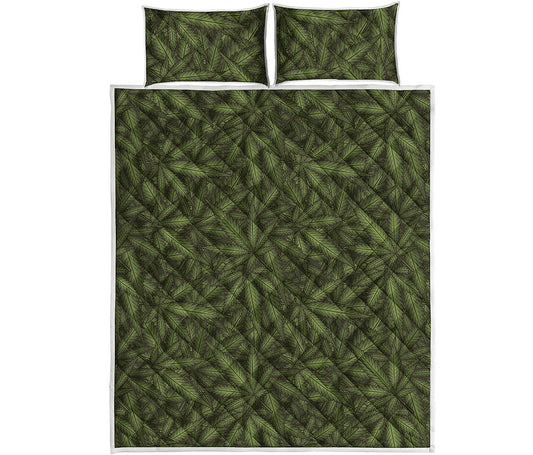 Marijuana Leaf Pattern Print Quilt Bed Set