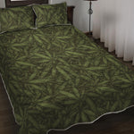 Marijuana Leaf Pattern Print Quilt Bed Set