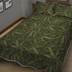 Marijuana Leaf Pattern Print Quilt Bed Set