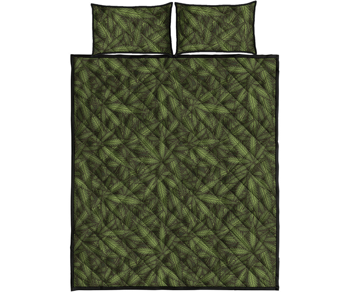 Marijuana Leaf Pattern Print Quilt Bed Set