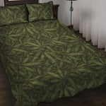 Marijuana Leaf Pattern Print Quilt Bed Set