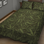 Marijuana Leaf Pattern Print Quilt Bed Set