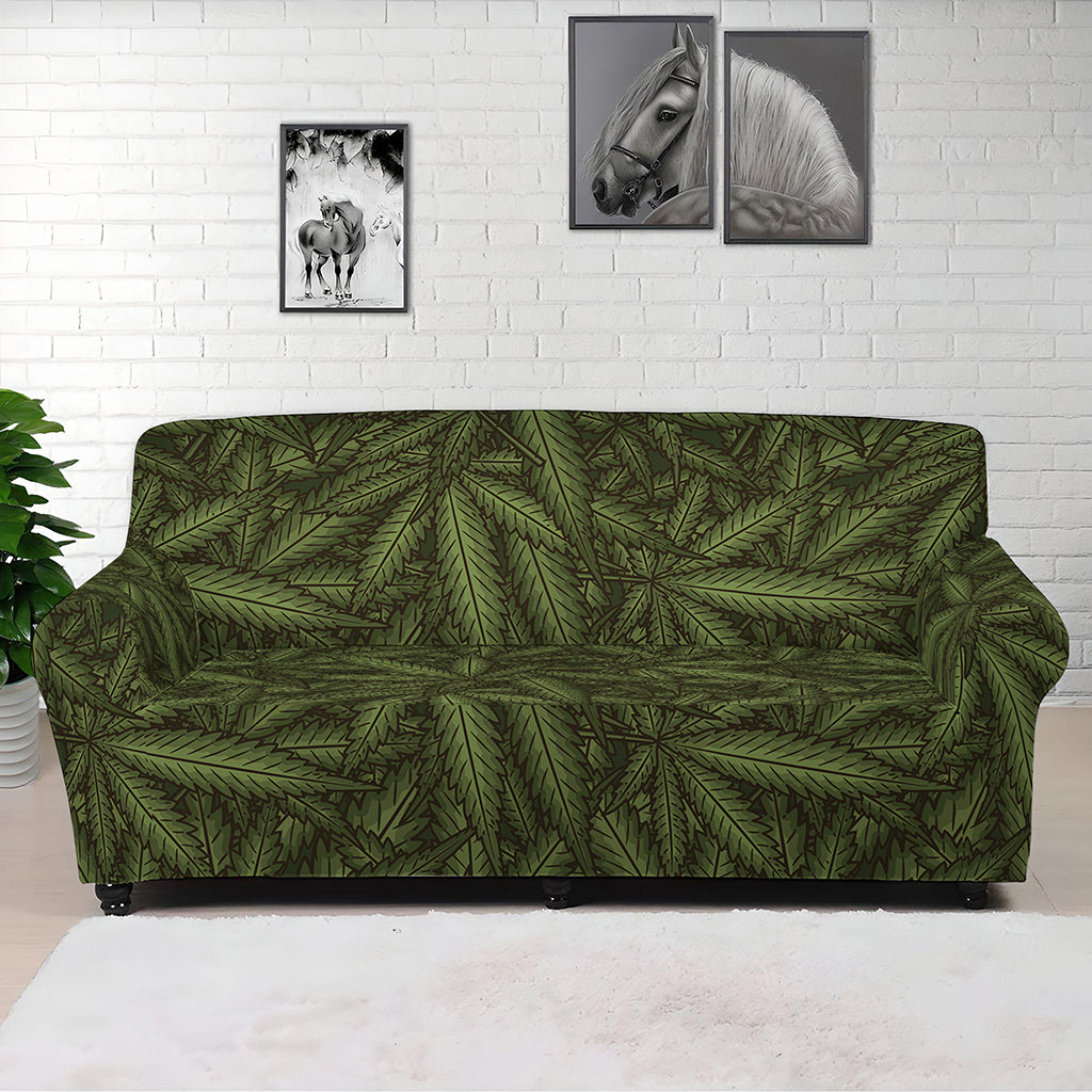 Marijuana Leaf Pattern Print Sofa Cover