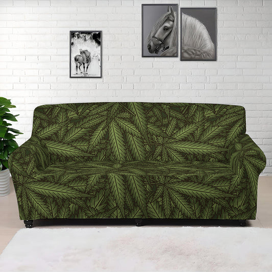 Marijuana Leaf Pattern Print Sofa Cover