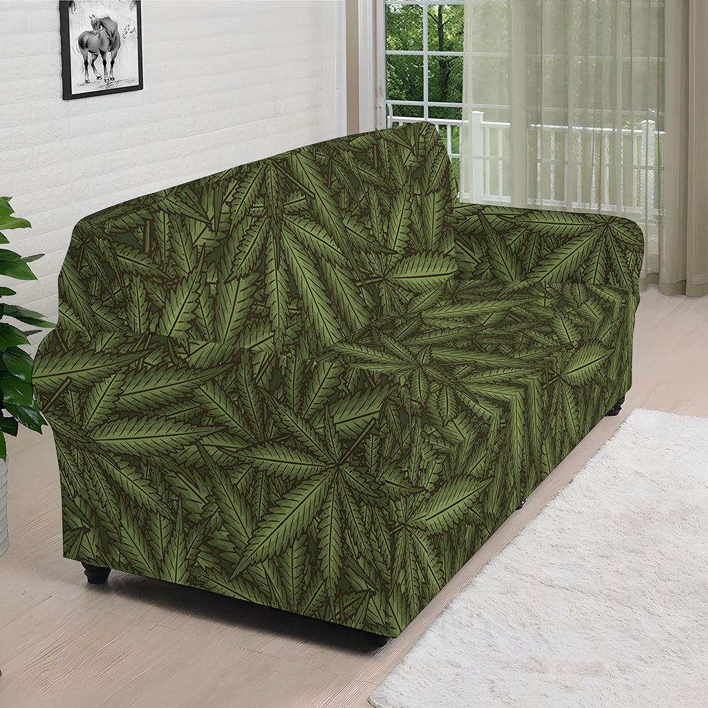 Marijuana Leaf Pattern Print Sofa Cover