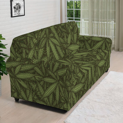 Marijuana Leaf Pattern Print Sofa Cover