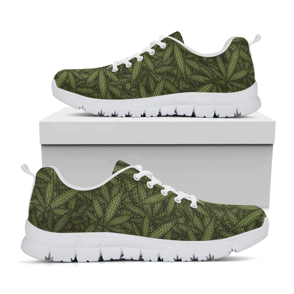 Marijuana Leaf Pattern Print White Sneakers
