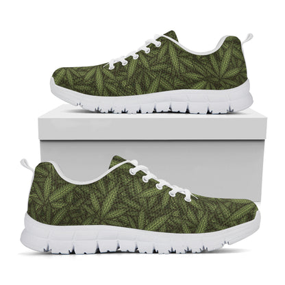 Marijuana Leaf Pattern Print White Sneakers