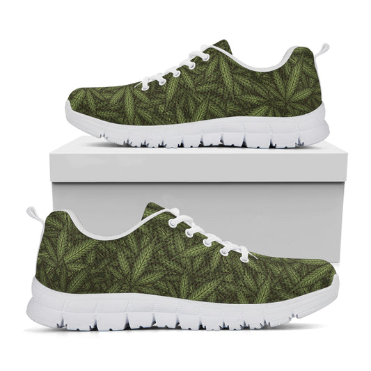 Marijuana Leaf Pattern Print White Sneakers