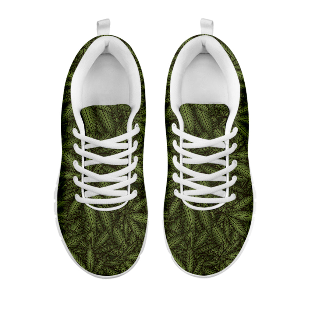 Marijuana Leaf Pattern Print White Sneakers