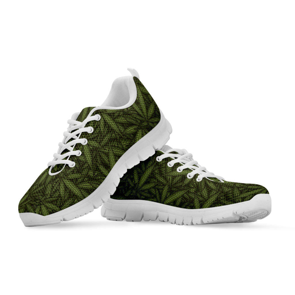 Marijuana Leaf Pattern Print White Sneakers