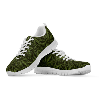 Marijuana Leaf Pattern Print White Sneakers