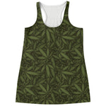 Marijuana Leaf Pattern Print Women's Racerback Tank Top