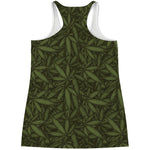 Marijuana Leaf Pattern Print Women's Racerback Tank Top