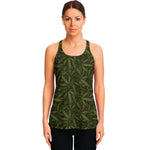 Marijuana Leaf Pattern Print Women's Racerback Tank Top