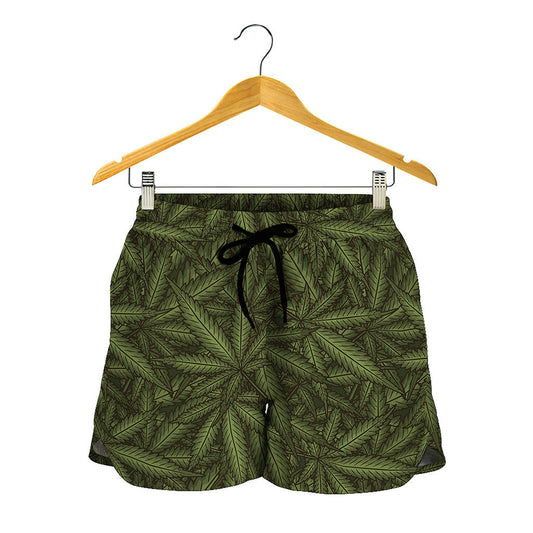 Marijuana Leaf Pattern Print Women's Shorts