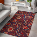 Maroon Vintage Bohemian Floral Print Floor Mat