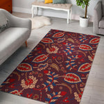 Maroon Vintage Bohemian Floral Print Area Rug GearFrost