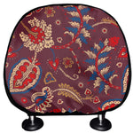 Maroon Vintage Bohemian Floral Print Car Headrest Covers