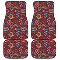 Maroon Vintage Bohemian Floral Print Front and Back Car Floor Mats