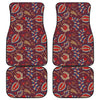 Maroon Vintage Bohemian Floral Print Front and Back Car Floor Mats