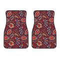 Maroon Vintage Bohemian Floral Print Front Car Floor Mats