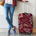 Maroon Vintage Bohemian Floral Print Luggage Cover